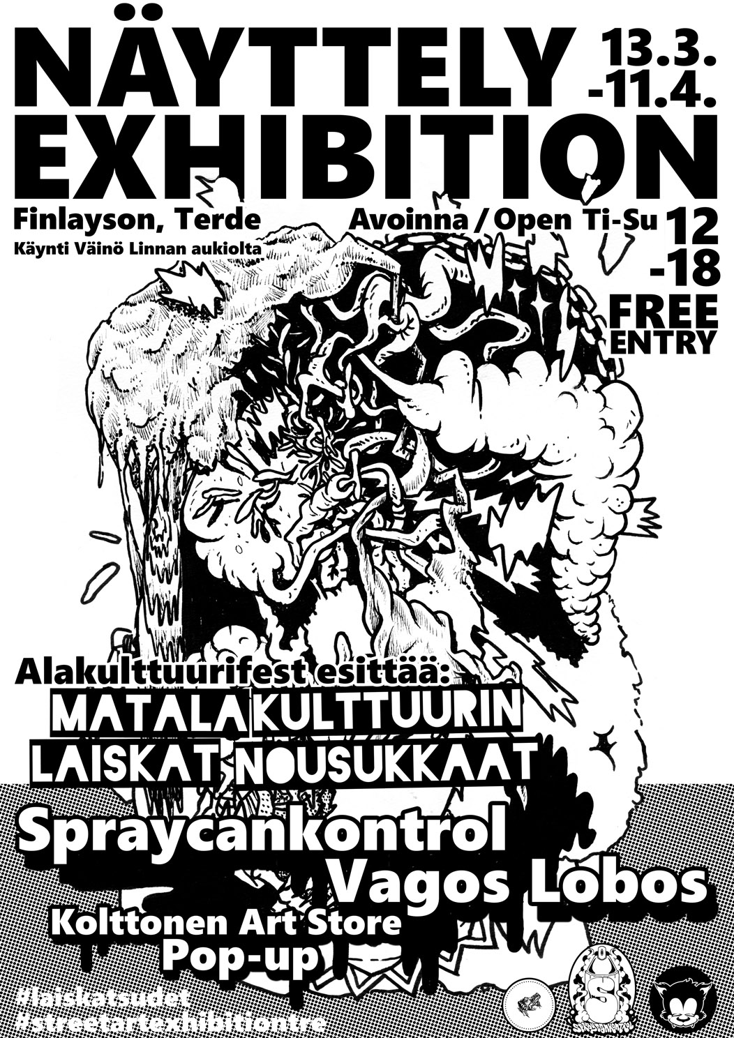 Spraycankontrol näyttelyn juliste